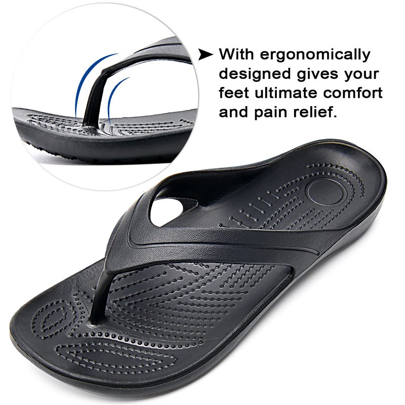Temi Women's Flip Flops,Soft Lightweight Sandals for Women Anti Slip Casual Slippers Shower Beach Pool Bathroom Flat Slides Shoes - Image 3
